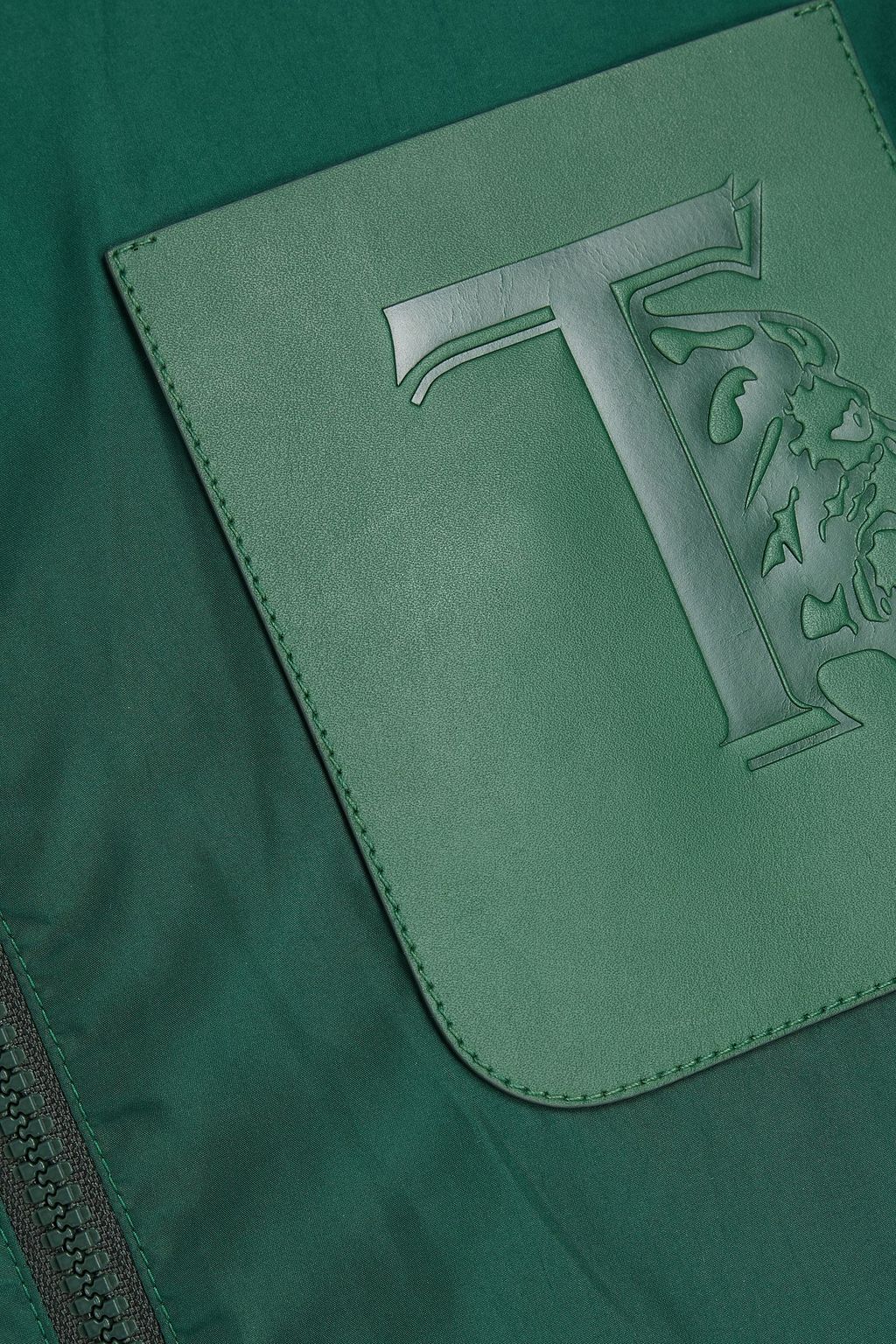 TOD'S Leather-trimmed shell hooded jacket