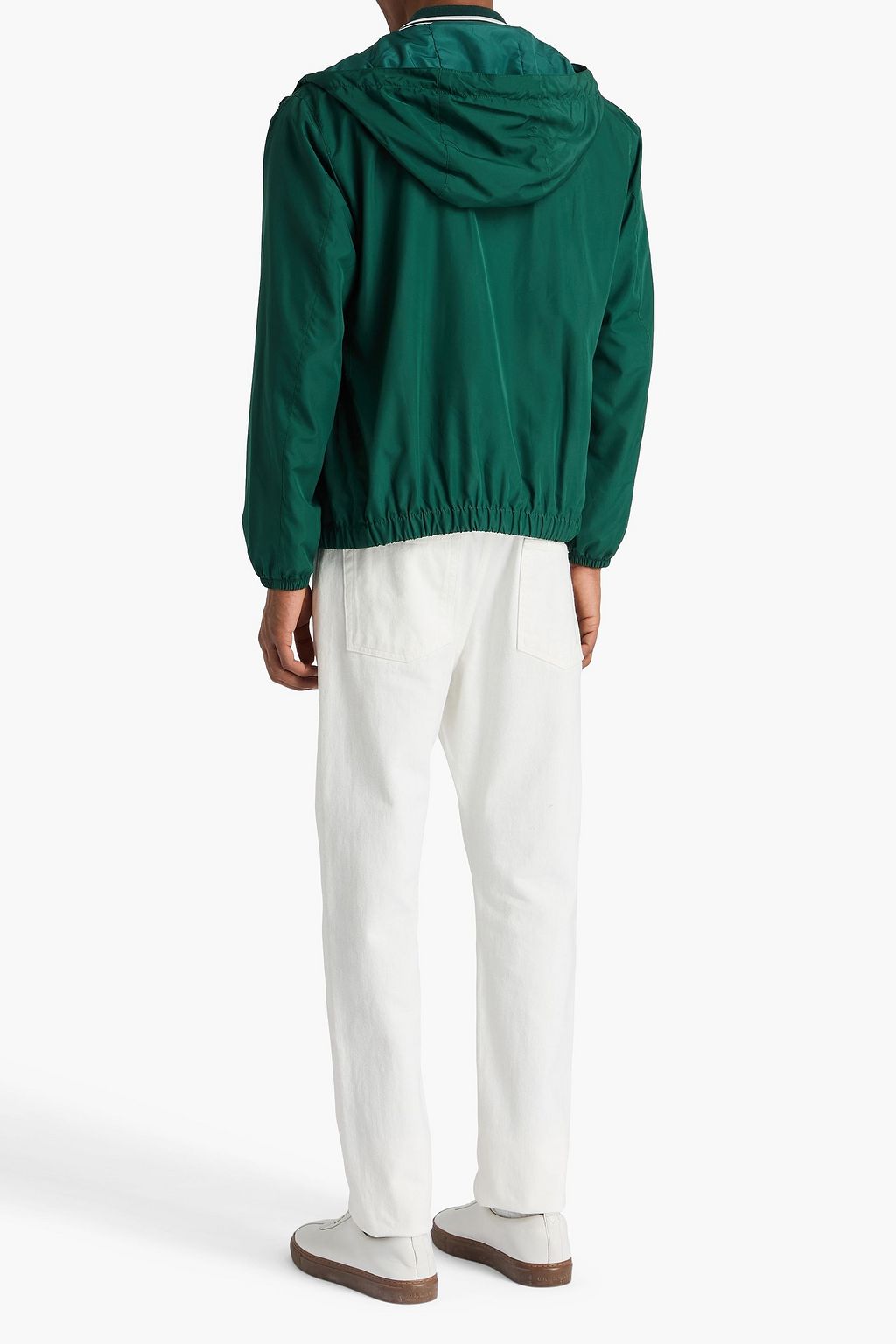 TOD'S Leather-trimmed shell hooded jacket