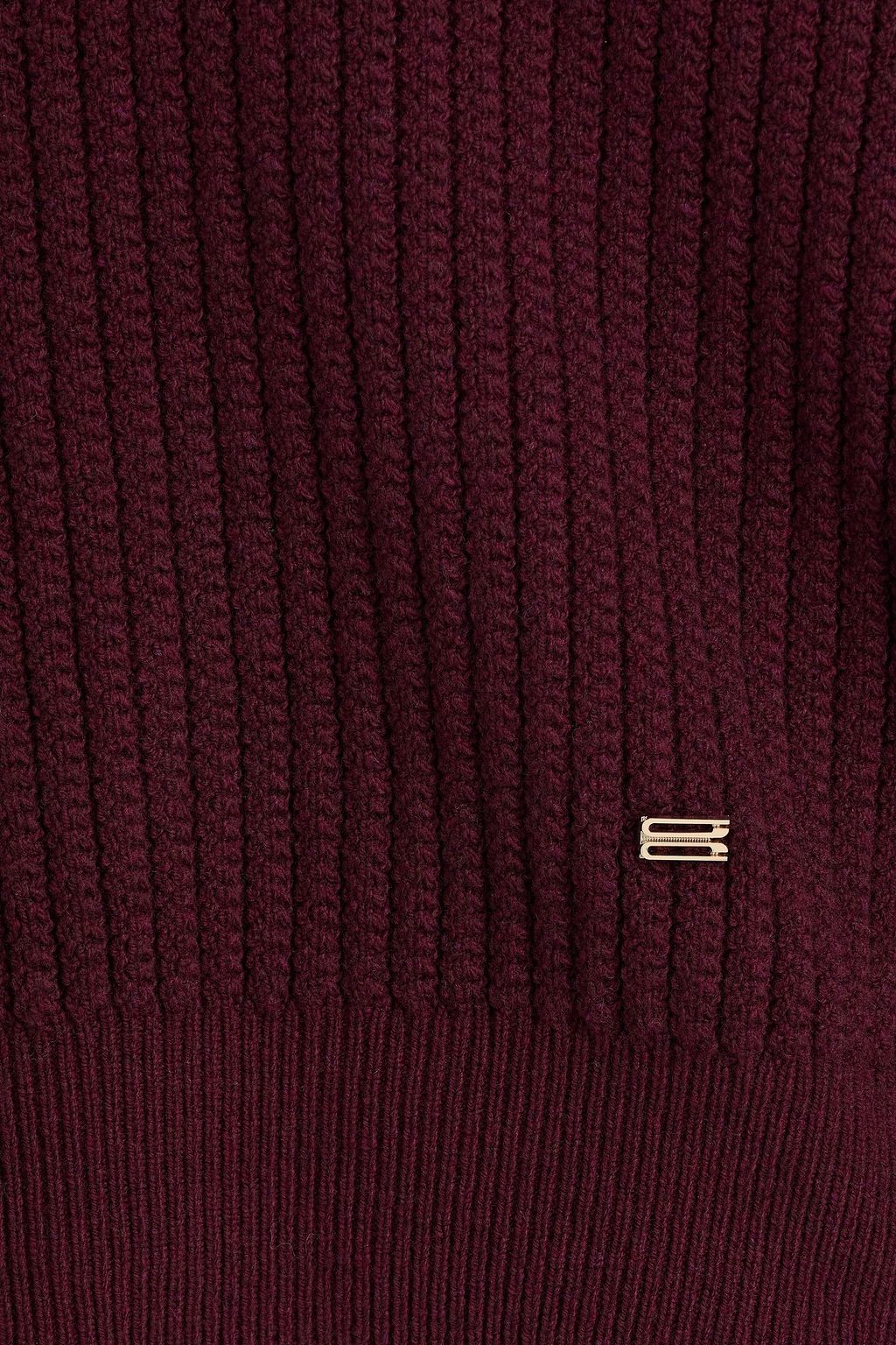 VICTORIA BECKHAM Embellished ribbed wool half-zip sweater