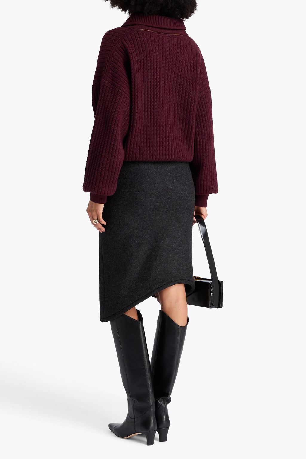 VICTORIA BECKHAM Embellished ribbed wool half-zip sweater
