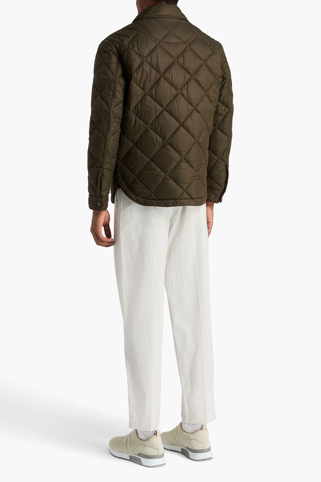 TOD'S Leather-trimmed quilted shell jacket