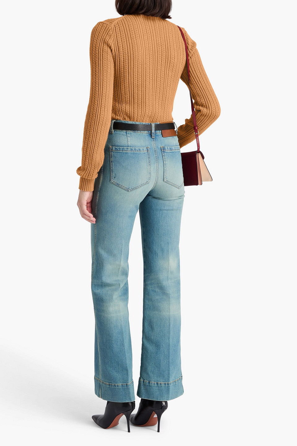  Victoria Beckham - Layered Ribbed Wool-blend Turtleneck Sweater - Brown - Xs 
