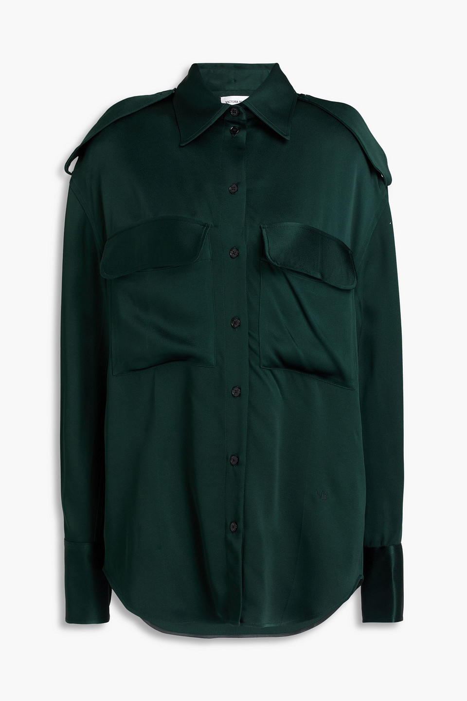 Victoria Beckham Satin Shirt In Green