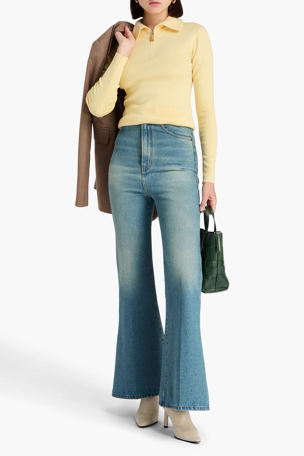 VICTORIA BECKHAM Merino wool-blend half-zip sweater