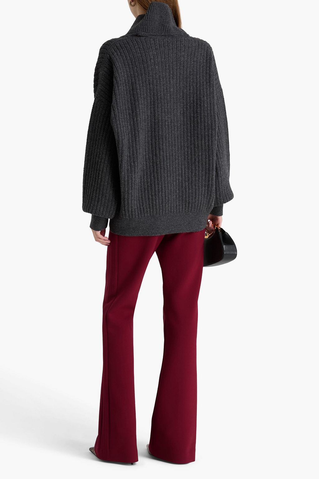 VICTORIA BECKHAM Embellished ribbed wool half-zip sweater