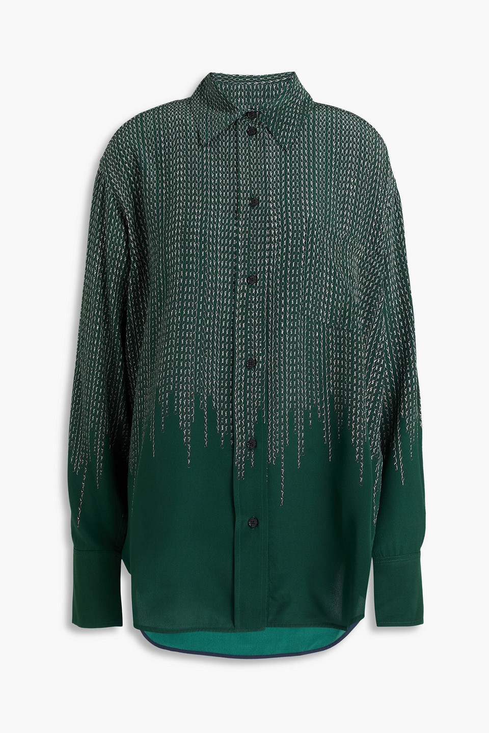 Victoria Beckham Printed Silk Crepe De Chine Shirt In Green