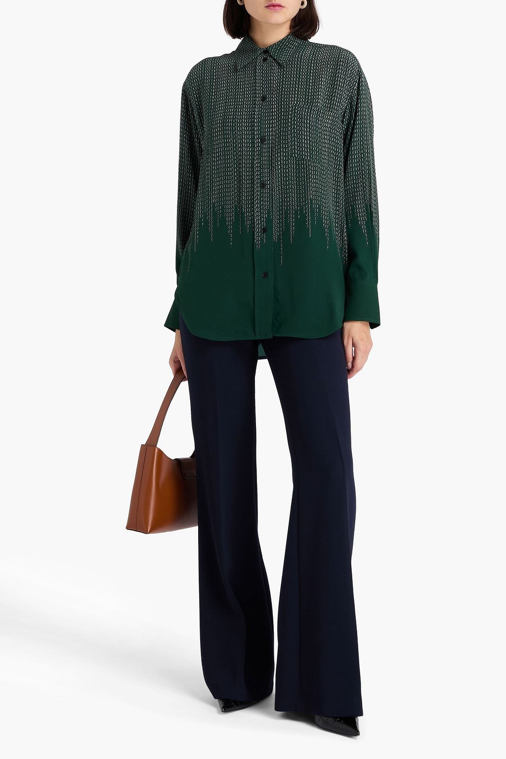 VICTORIA BECKHAM シルククレープデシン シャツ プリント入り
