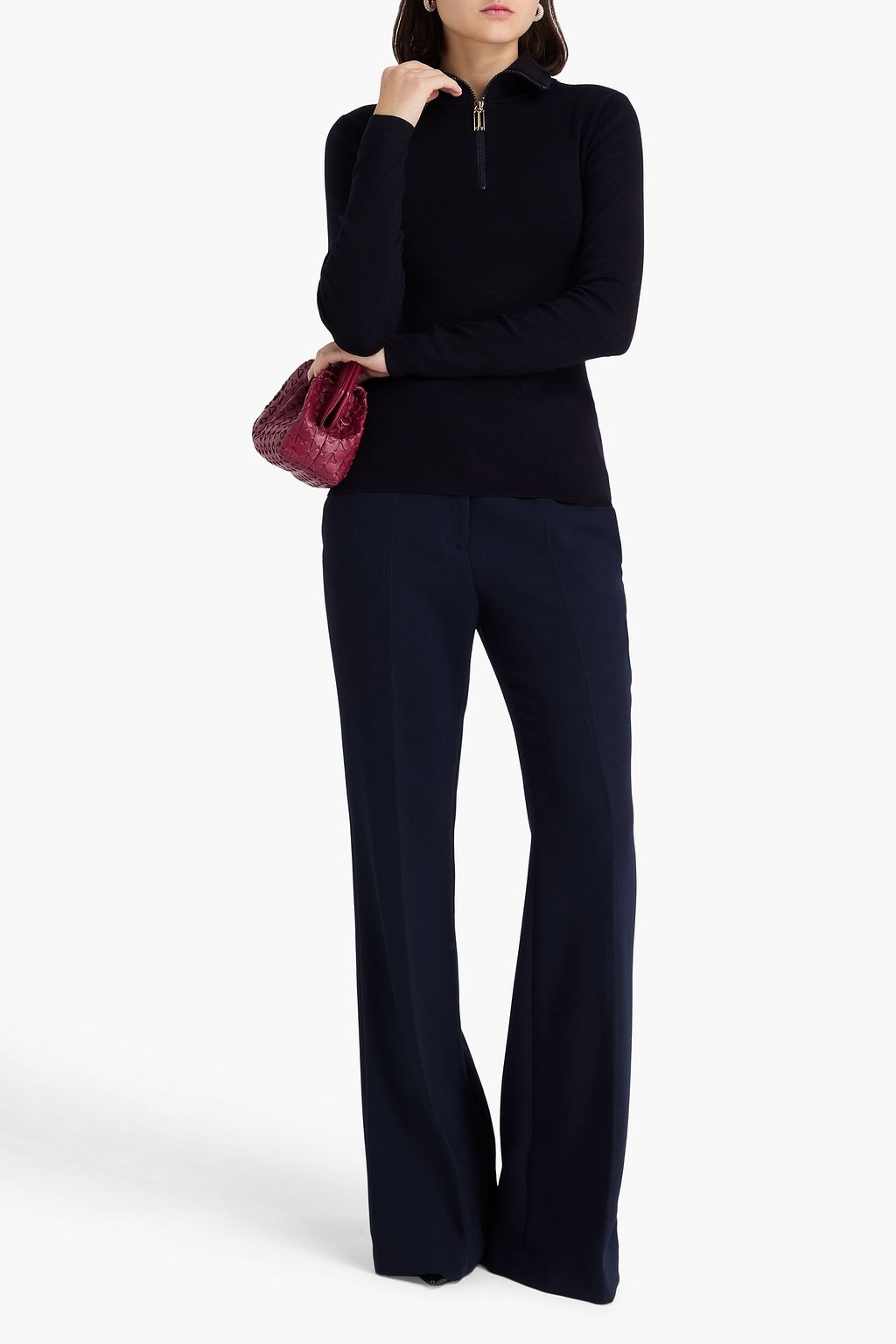 VICTORIA BECKHAM Merino wool-blend half-zip sweater