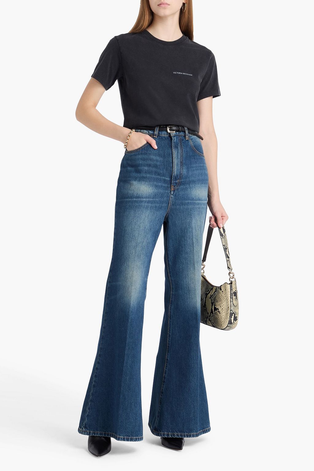 VICTORIA BECKHAM Faded high-rise flared jeans