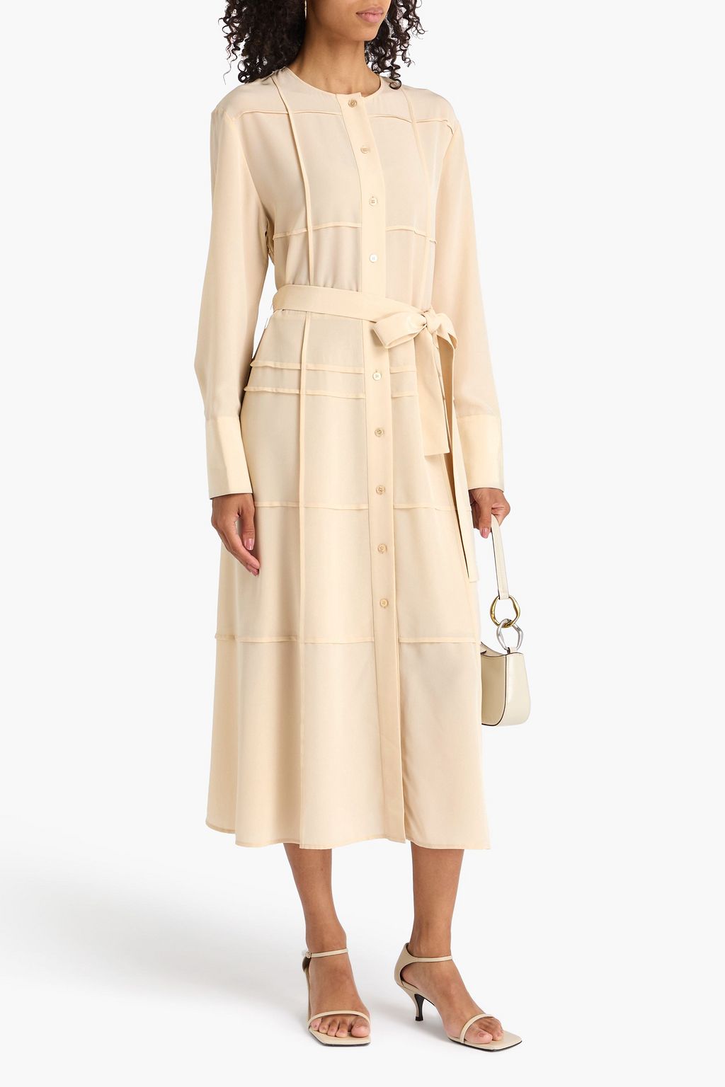 JOSEPH Helene pintucked silk crepe de chine midi dress