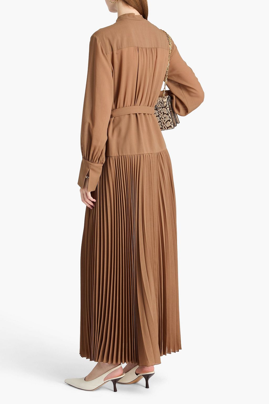 JOSEPH Lisa pussy-bow wool-blend voile maxi shirt dress