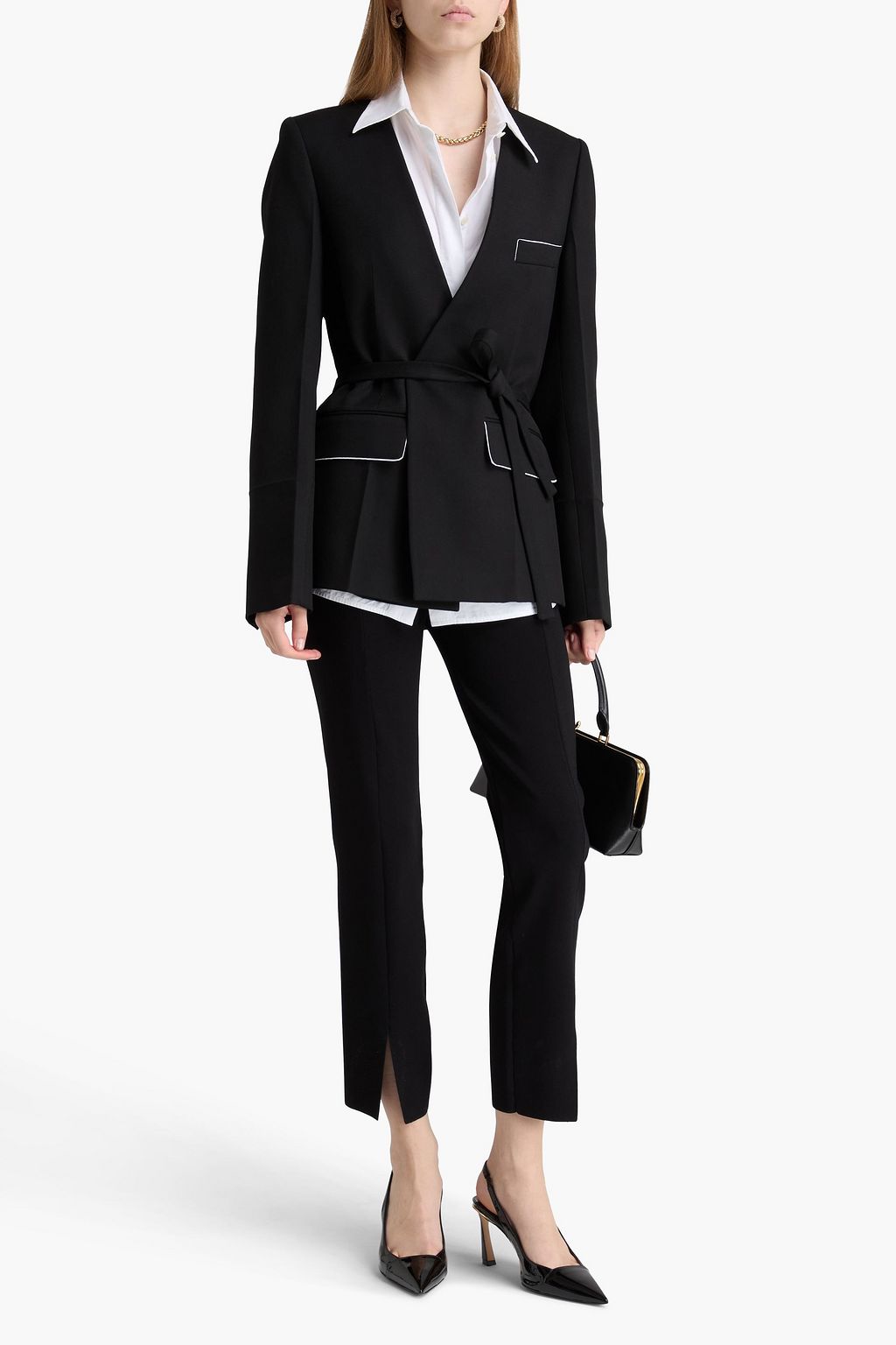 VICTORIA BECKHAM Belted piqué blazer