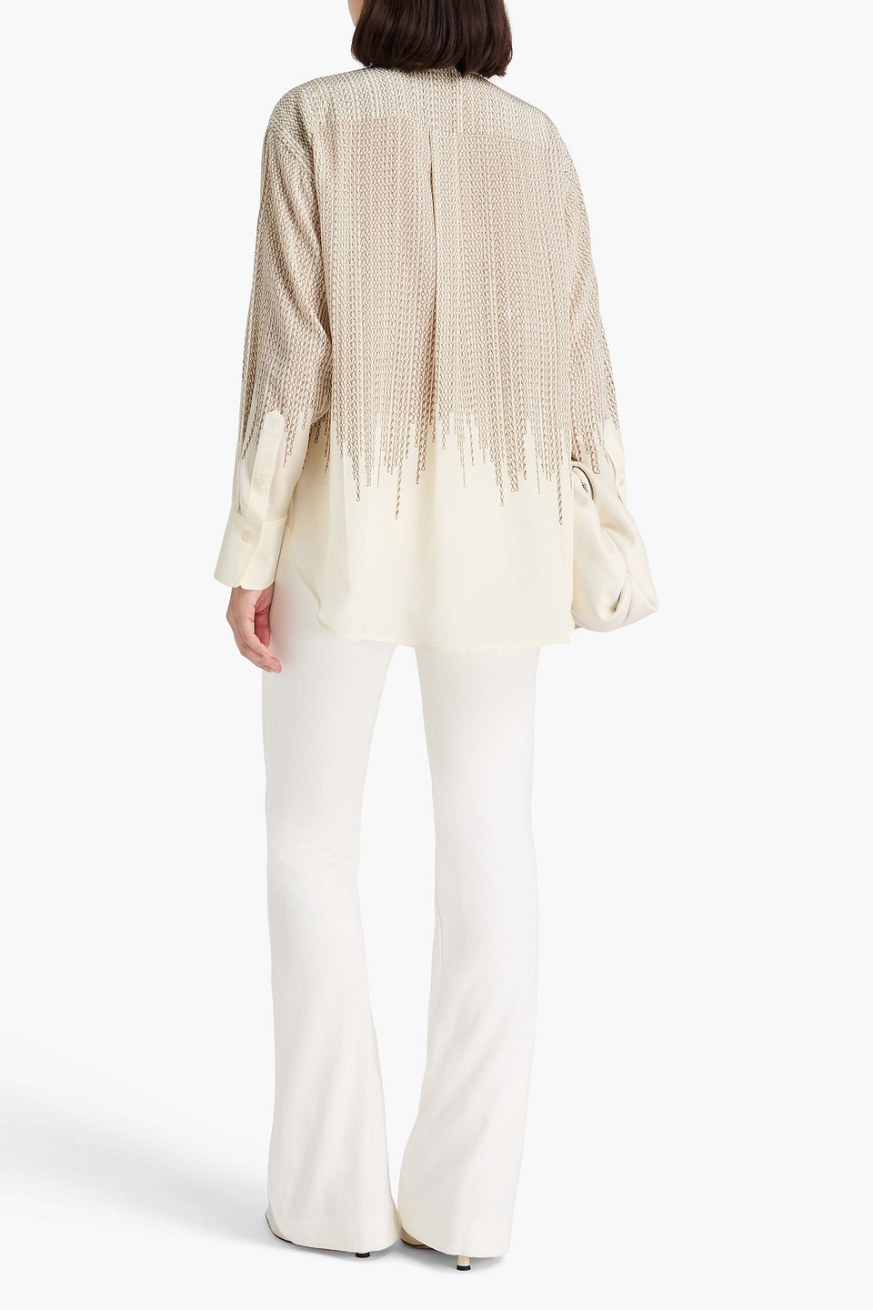 Victoria Beckham Printed Silk Crepe De Chine Shirt In White