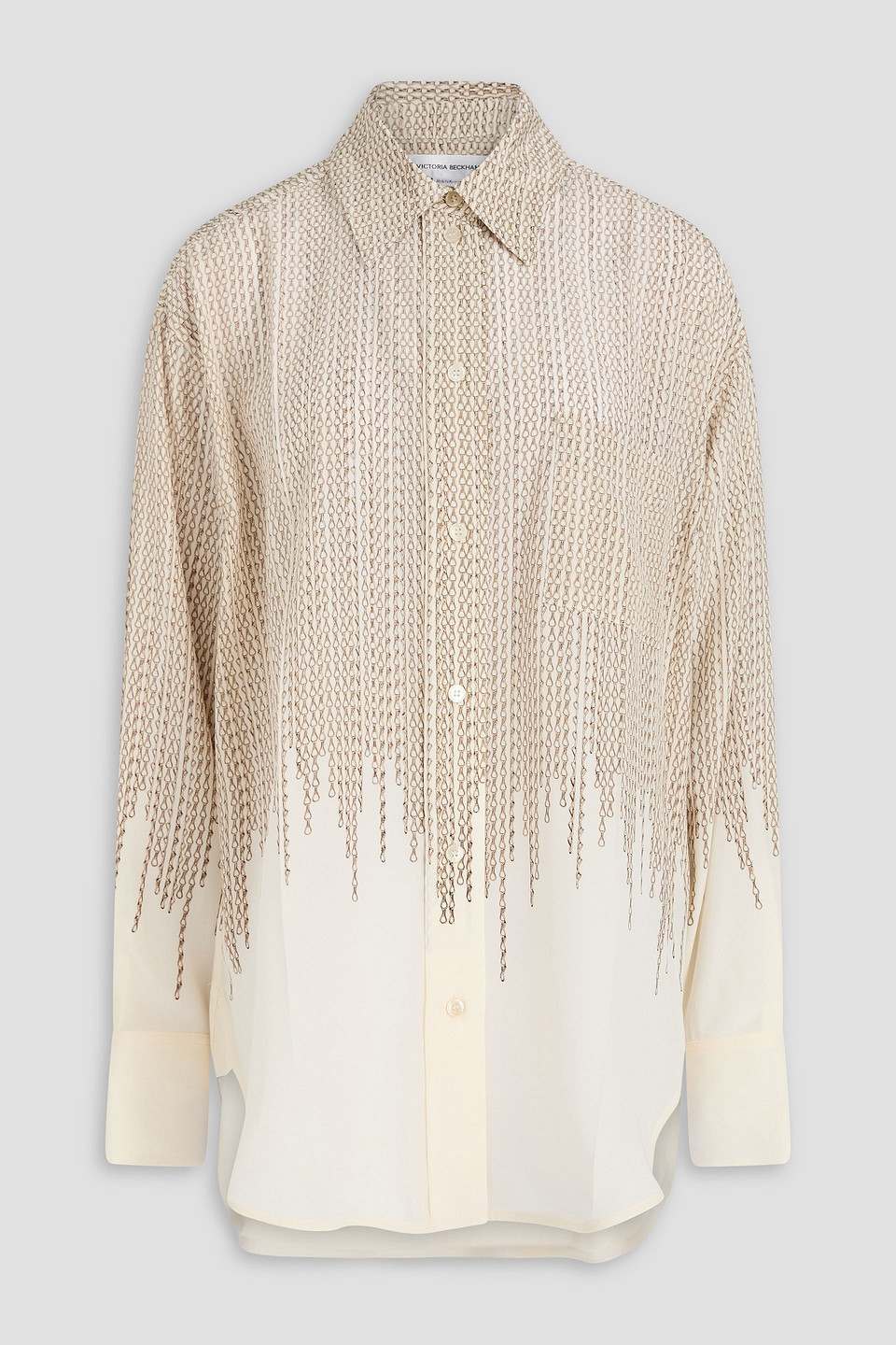 Victoria Beckham Printed Silk Crepe De Chine Shirt In White