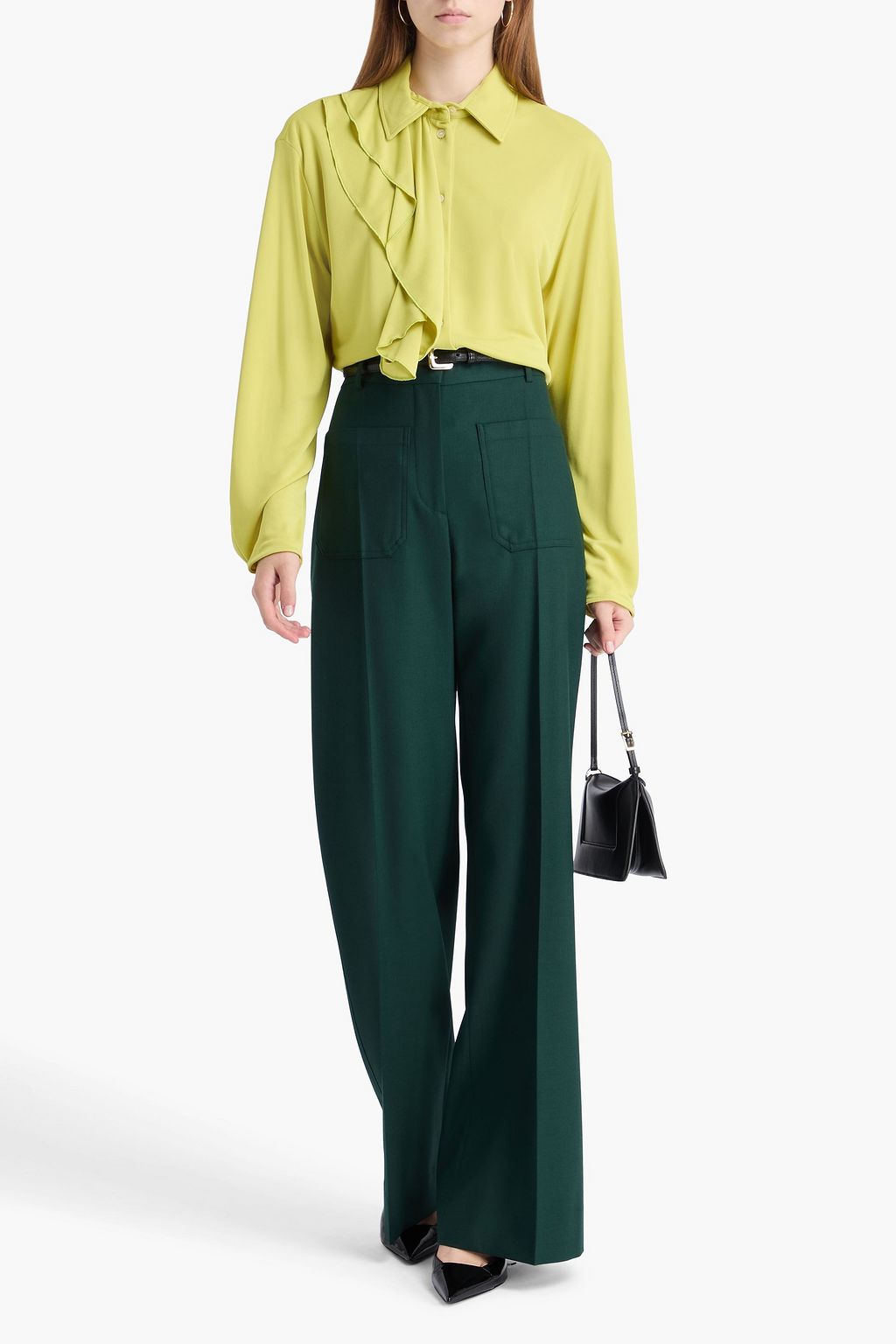 VICTORIA BECKHAM クレープ シャツ ラッフル付き