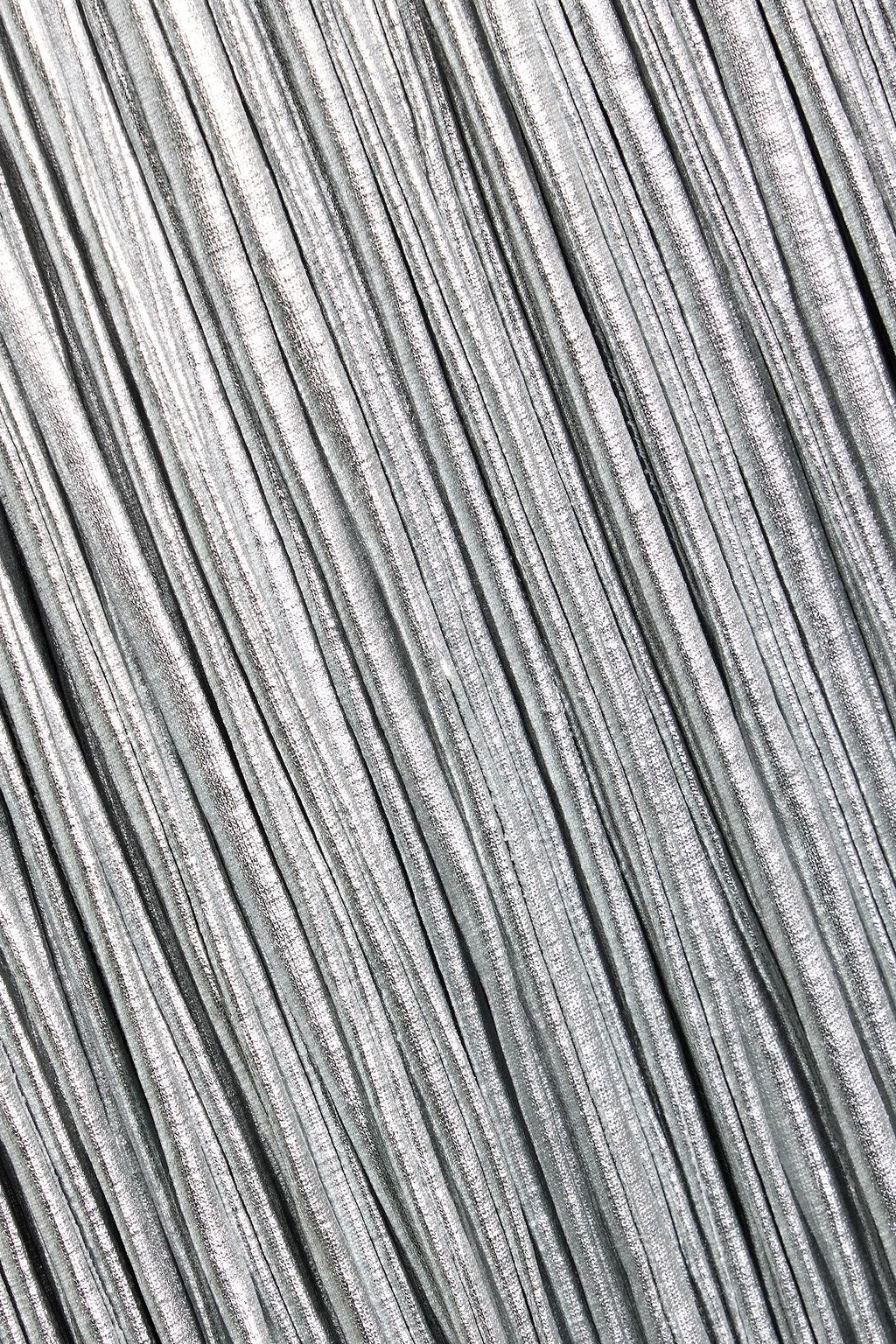 AREA Fringed metallic cotton-blend jersey dress