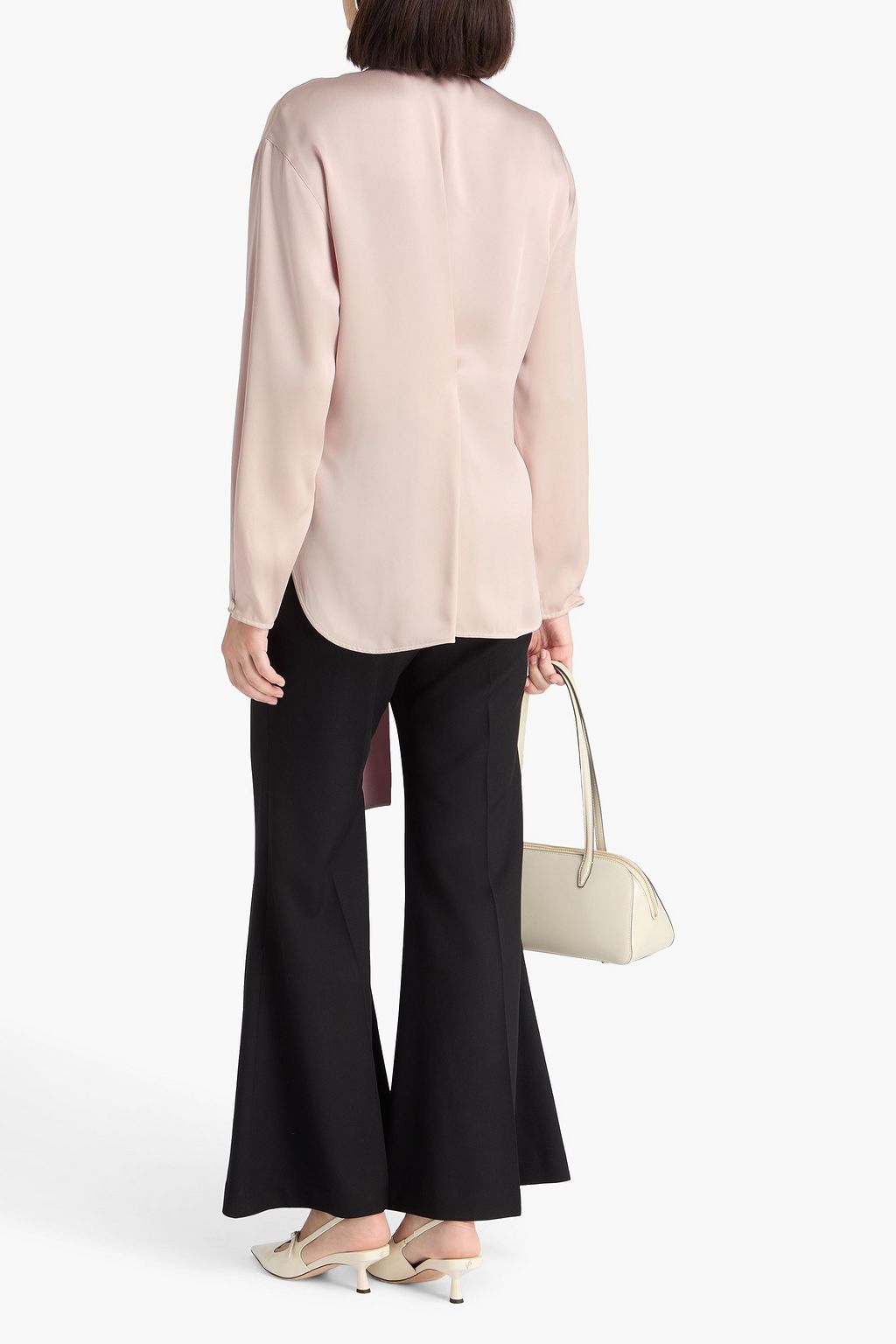 VICTORIA BECKHAM Tie-neck satin-crepe shirt