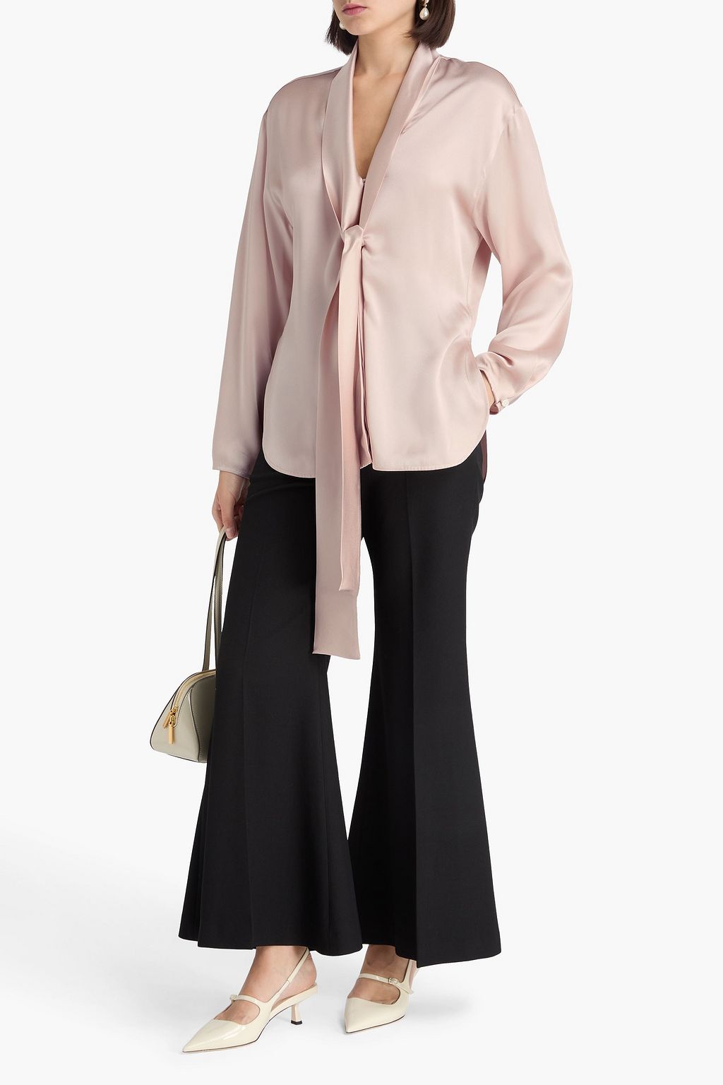 VICTORIA BECKHAM Tie-neck satin-crepe shirt