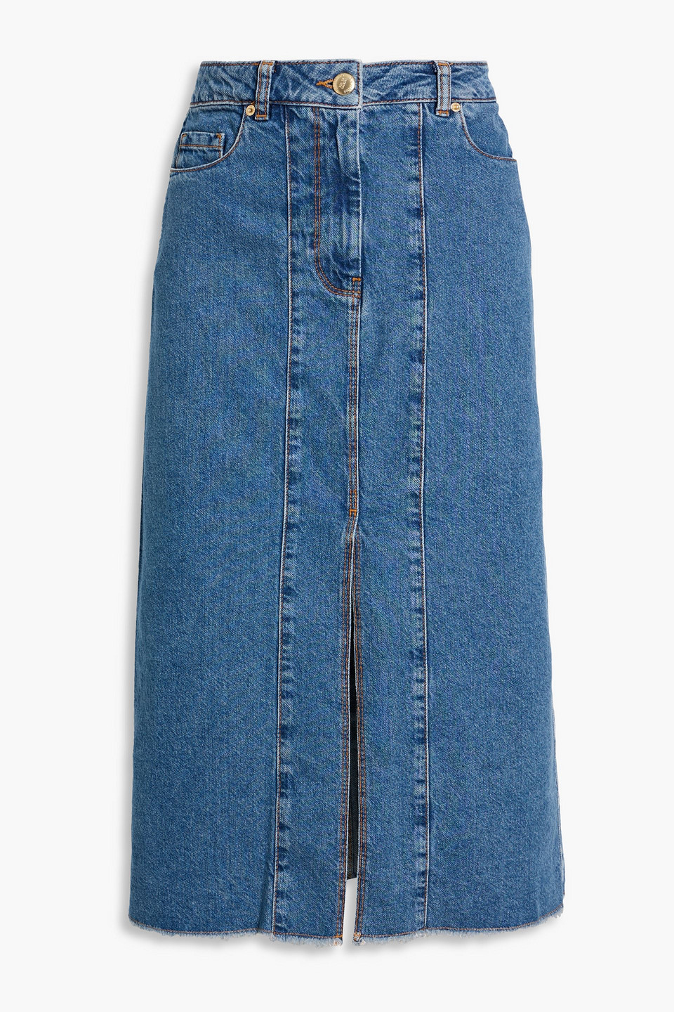 Farm Rio Denim Midi Skirt In Blue