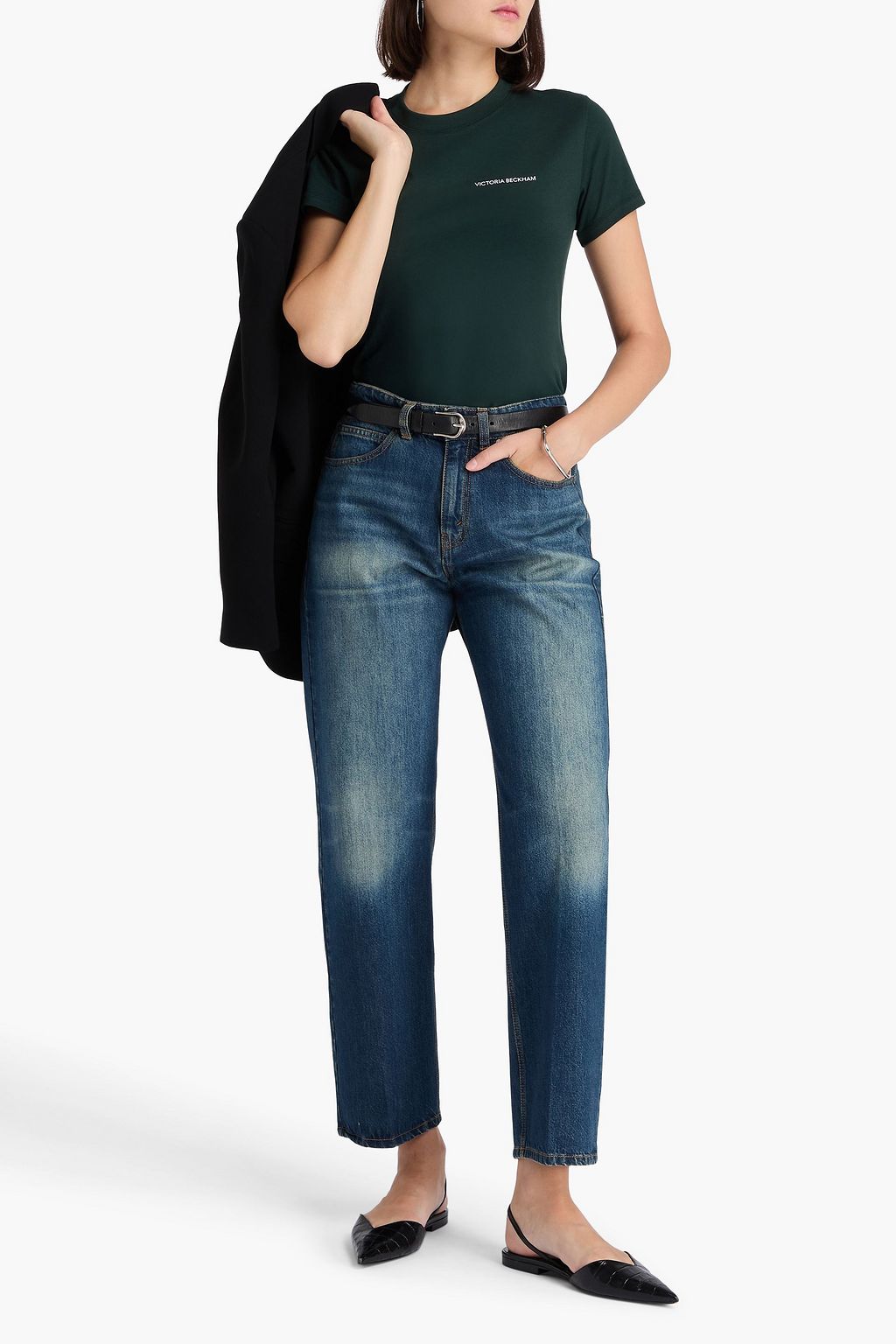 VICTORIA BECKHAM Faded high-rise straight-leg jeans