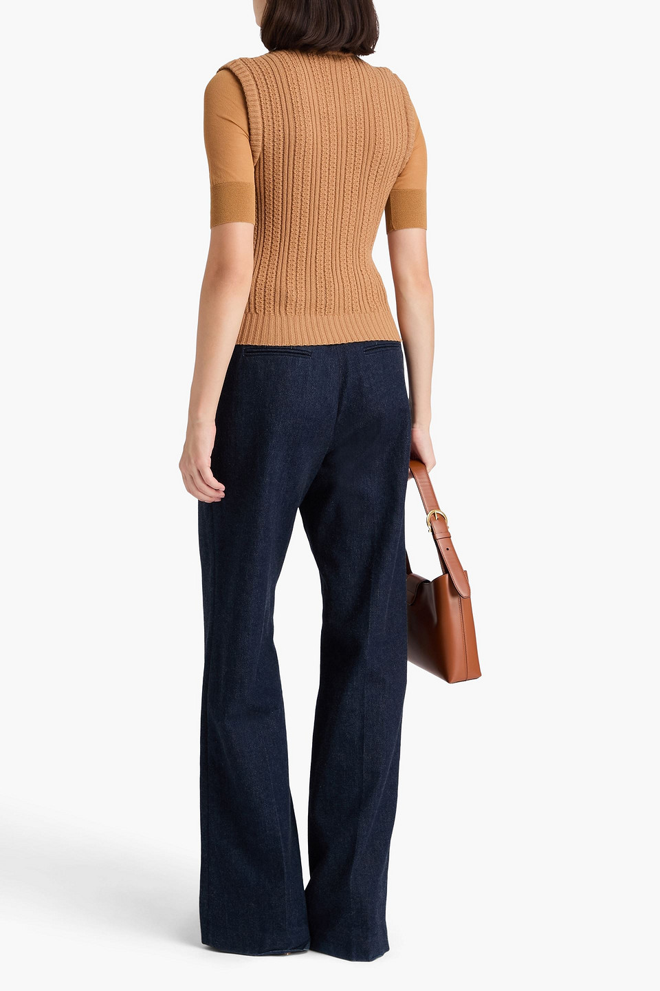  Victoria Beckham - Mehrlagiger Rollkragenpullover Aus Einer Gerippten Wollmischung - Braun - Xs 