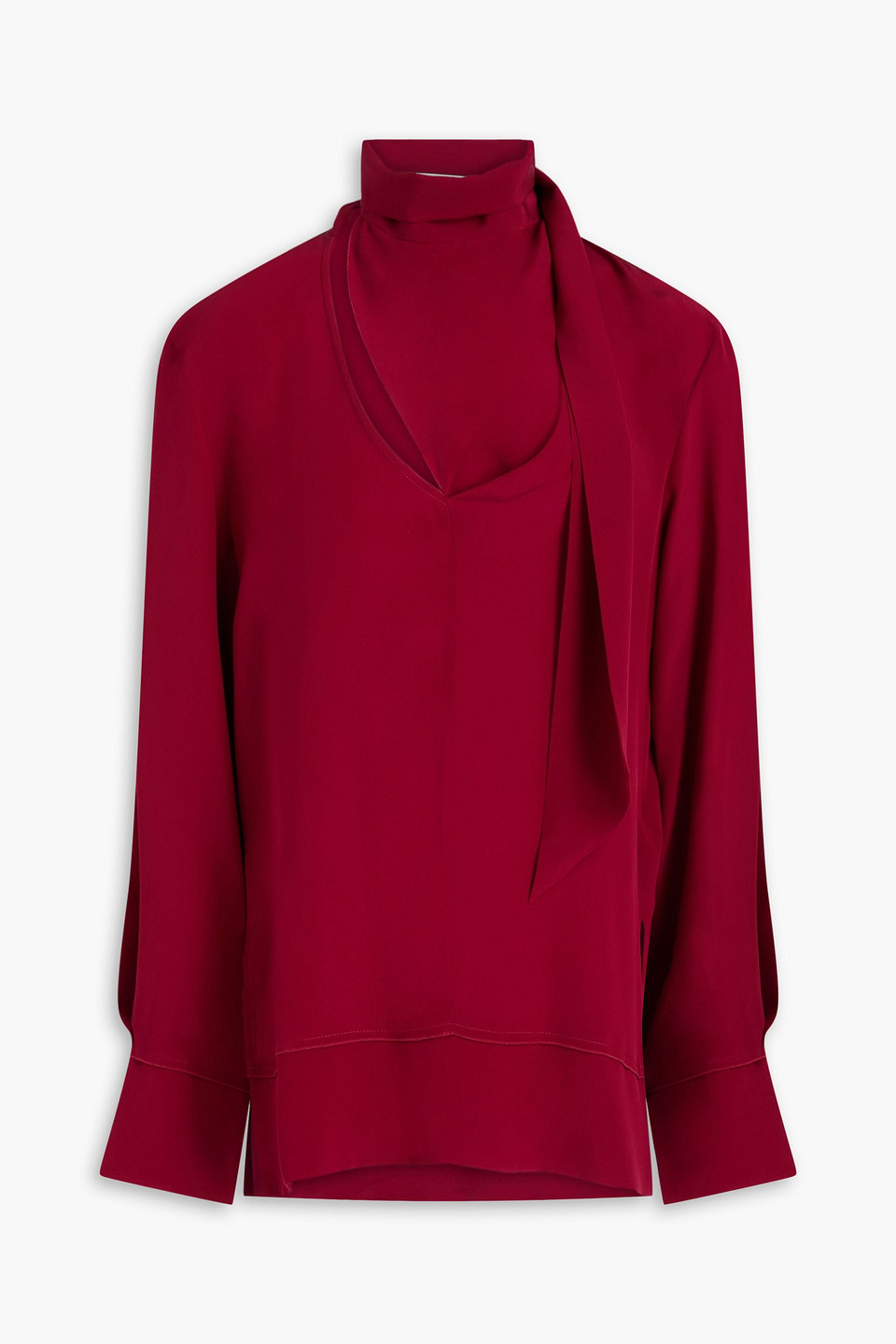 Victoria Beckham Draped Silk Crepe De Chine Blouse In Burgundy