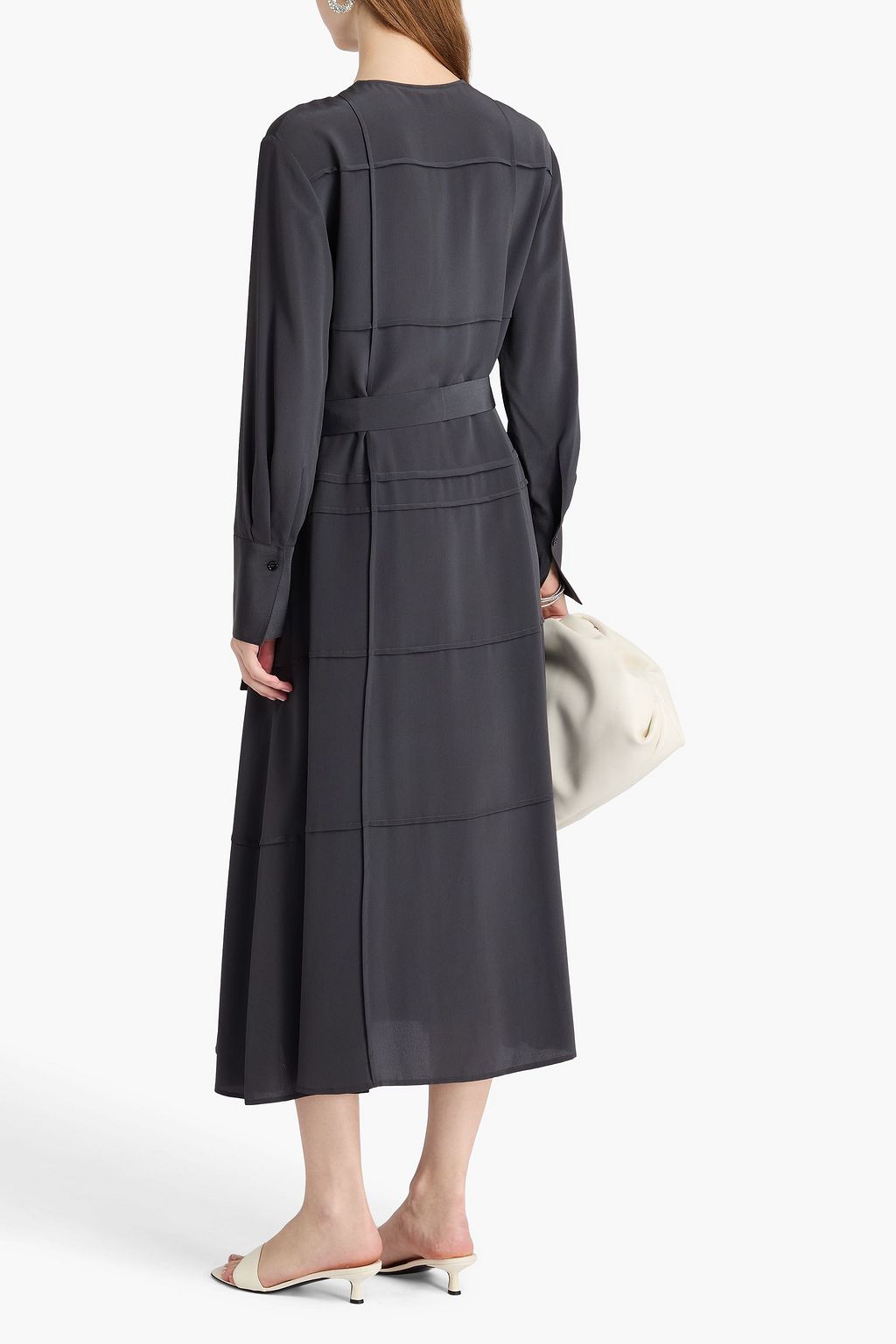 JOSEPH Helene pintucked silk crepe de chine midi dress