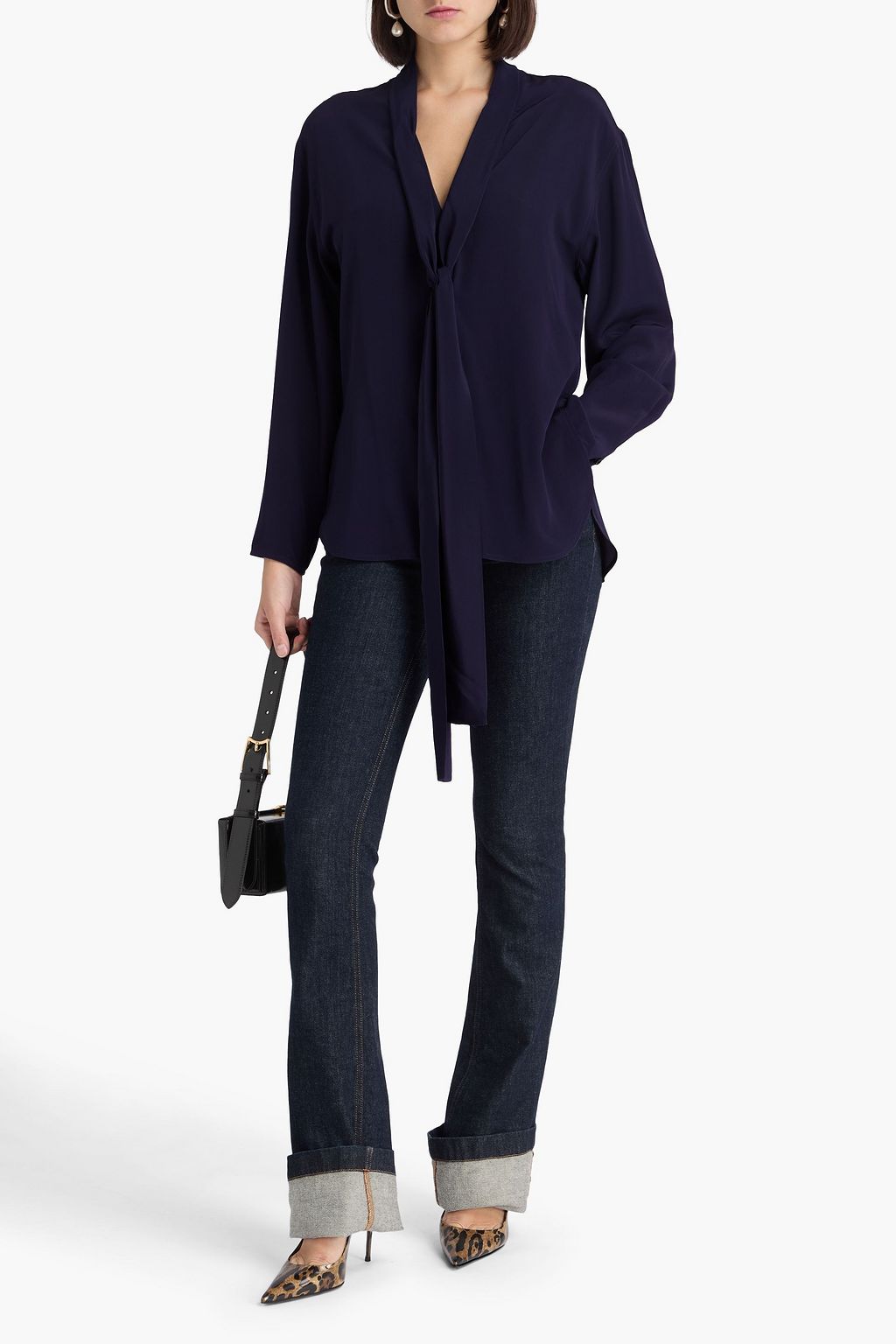 VICTORIA BECKHAM Tie-neck silk crepe de chine shirt