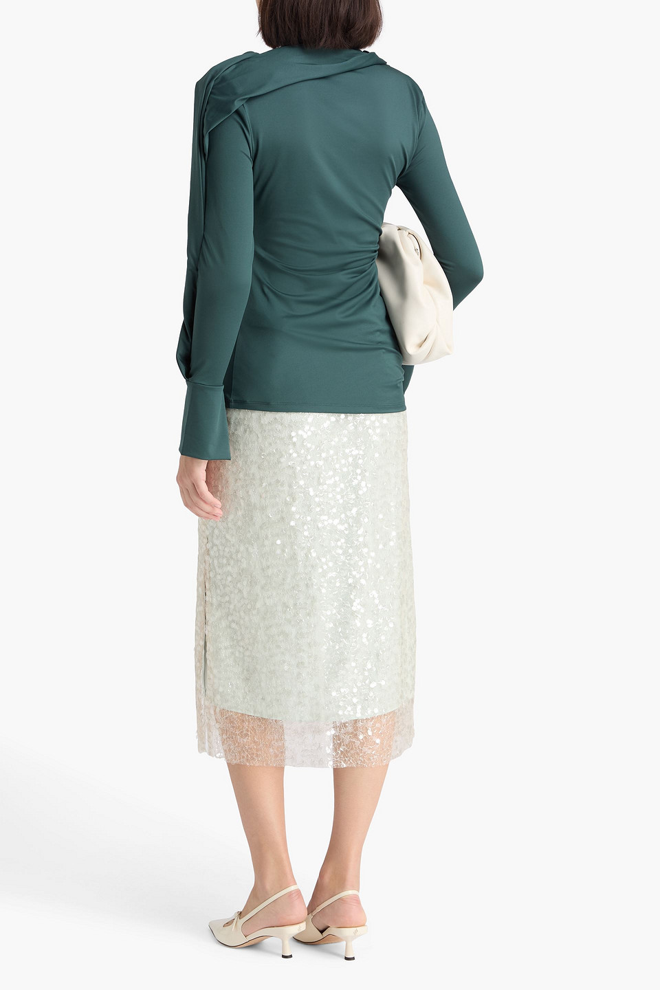 Victoria Beckham Twisted Cutout Stretch-jersey Top In Green