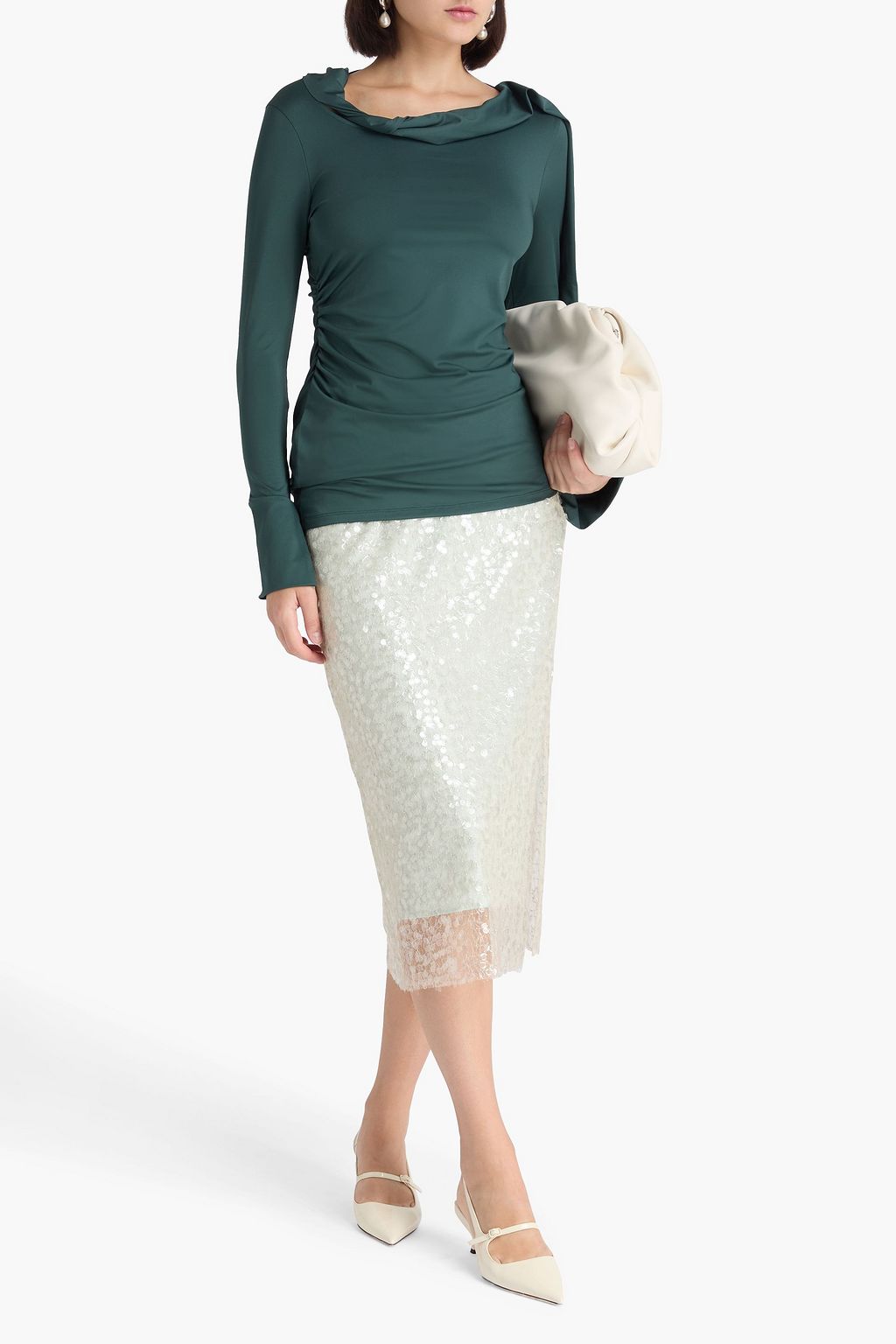 VICTORIA BECKHAM Ruched stretch-jersey top