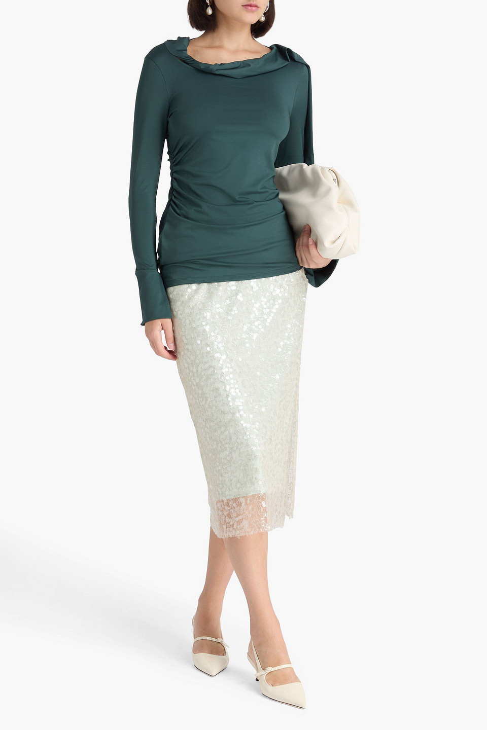 Victoria Beckham Twisted Cutout Stretch-jersey Top In Green