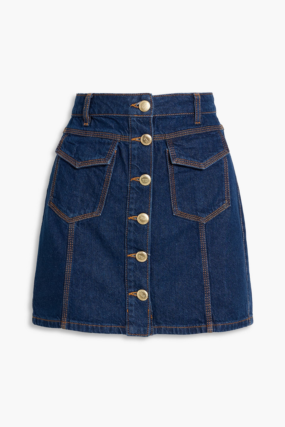 Farm Rio Denim Mini Skirt In Blue