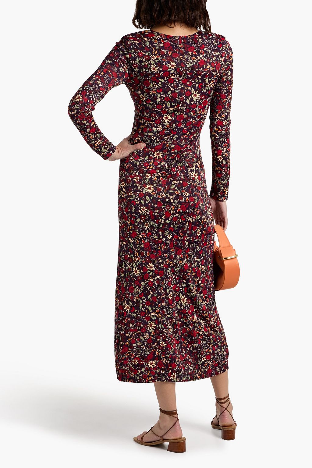 FARM RIO Cutout floral-print jersey midi dress