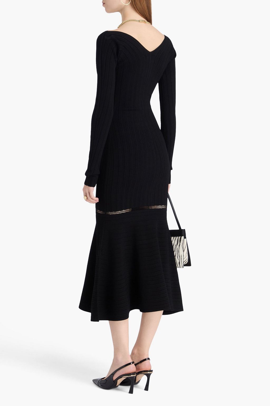 VICTORIA BECKHAM リブ編みニット ミディワンピース
