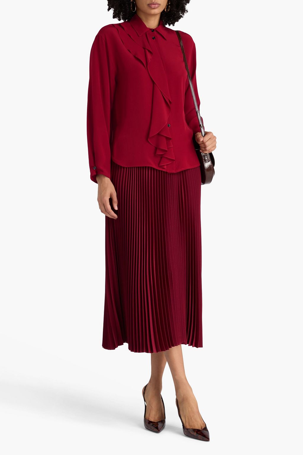 VICTORIA BECKHAM シルククレープデシン シャツ ラッフル付き
