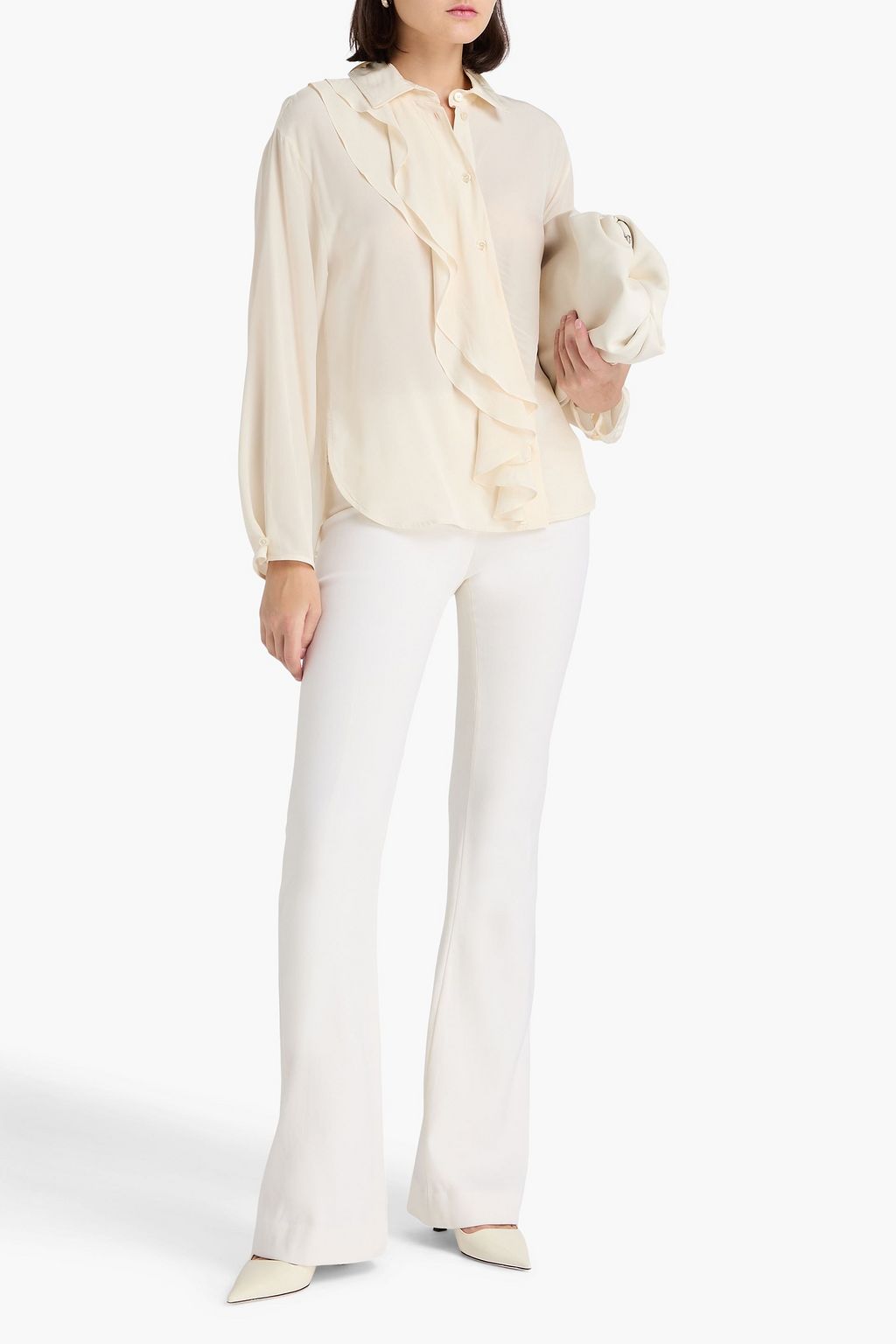 VICTORIA BECKHAM シルククレープデシン シャツ ラッフル付き
