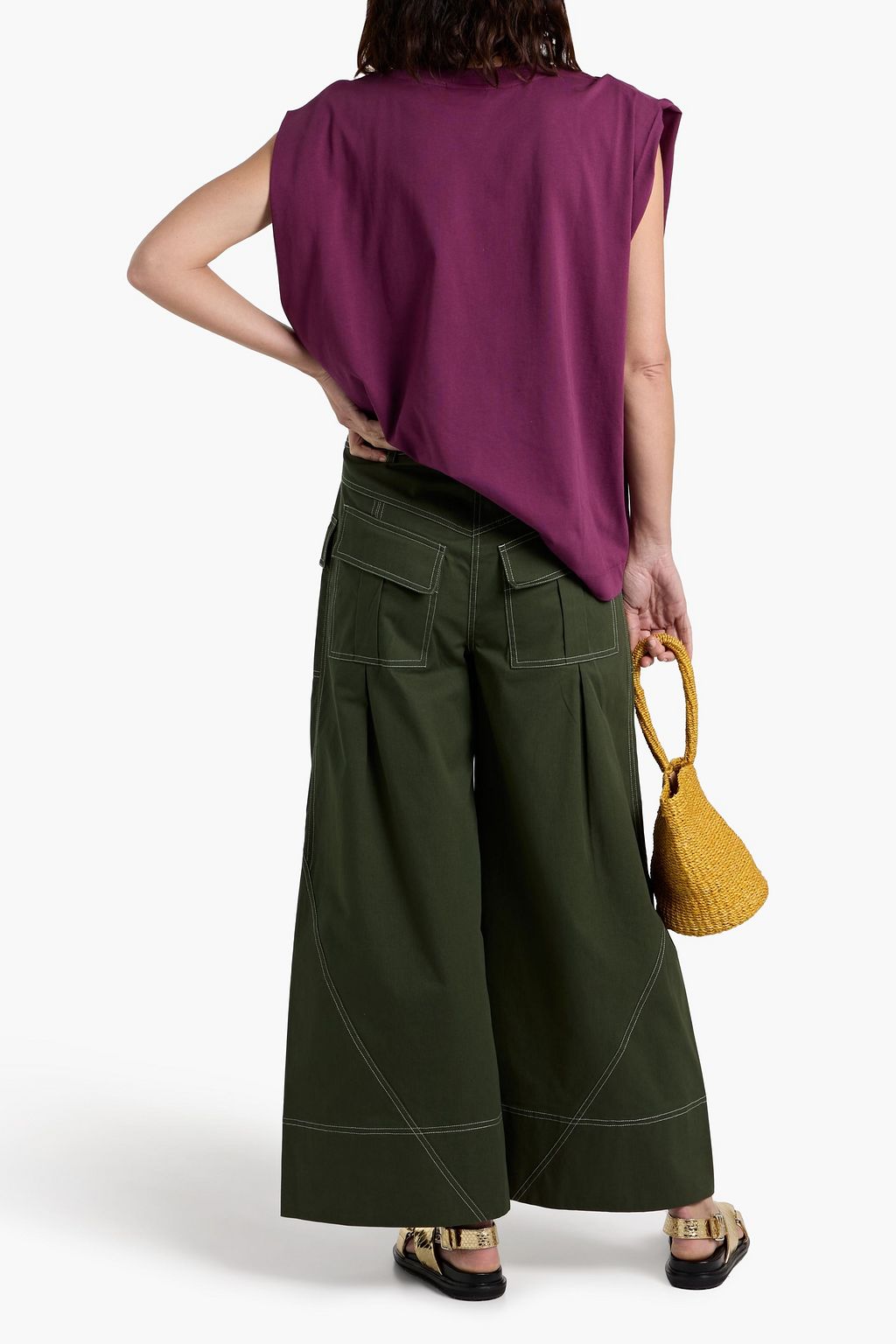 FARM RIO Printed cotton-jersey top