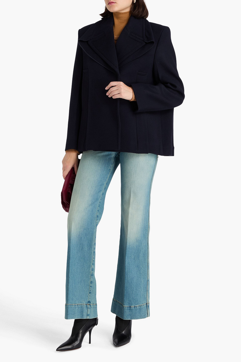 Victoria Beckham Wool-felt Coat In Blue