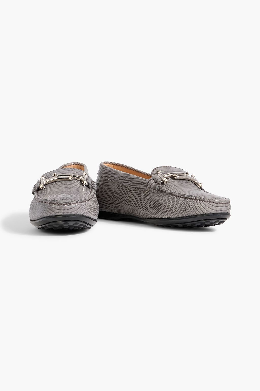 TOD'S Double T lizard-effect leather loafers