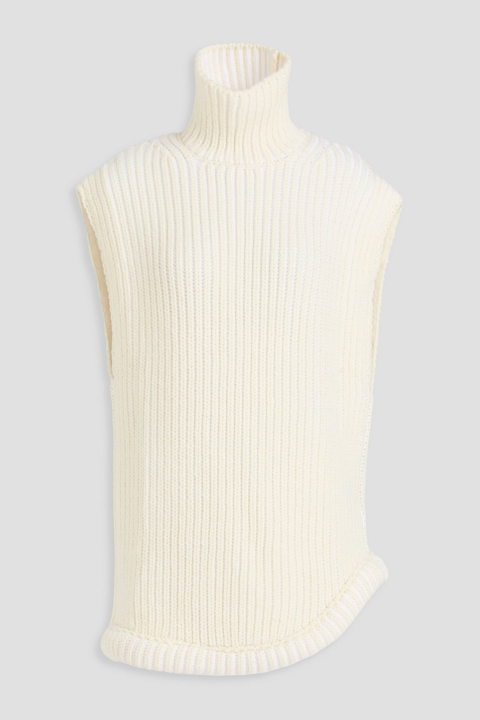 Victoria Beckham Ribbed-knit Turtleneck Vest In Neutral