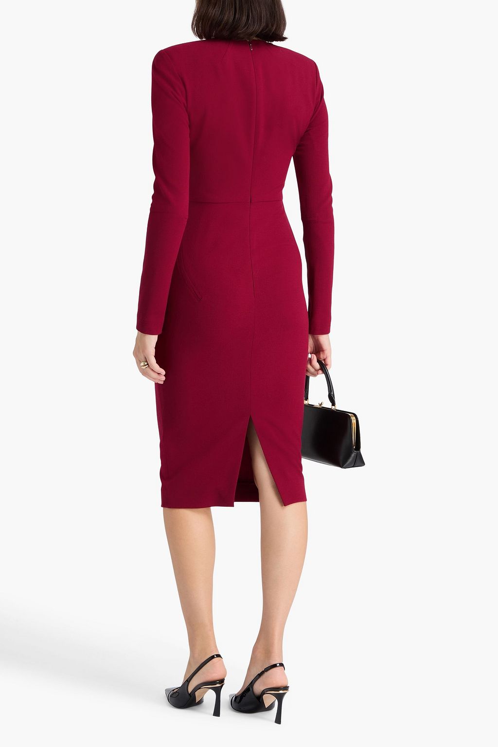VICTORIA BECKHAM ウール混クレープ ミディワンピース