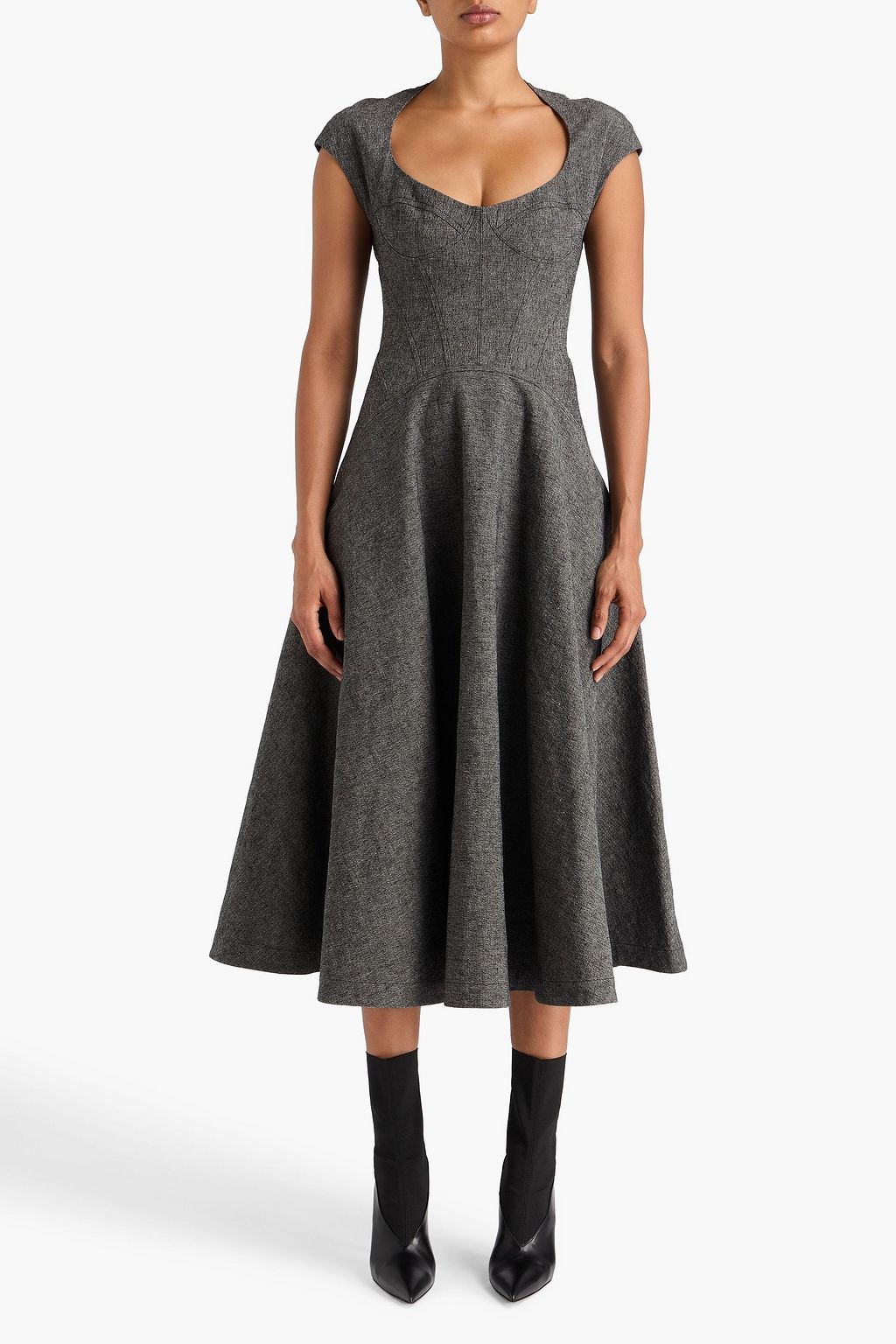 ALAÏA リネン混 ミディワンピース