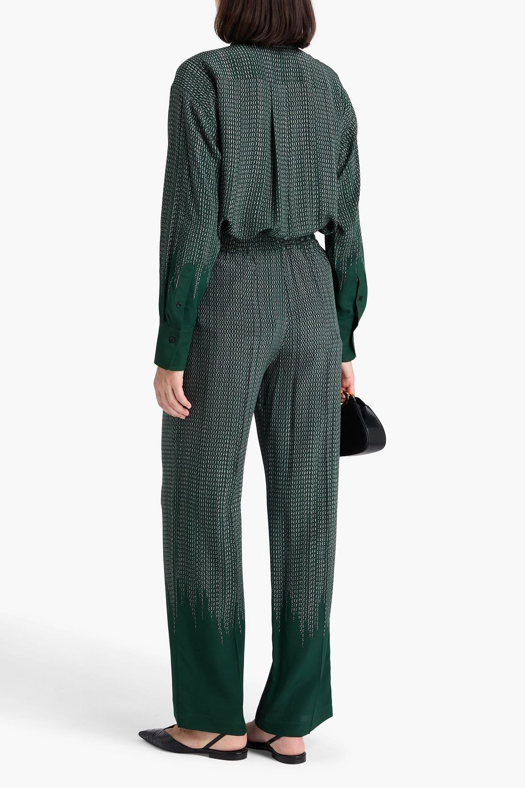 VICTORIA BECKHAM Printed silk crepe de chine wide-leg pants