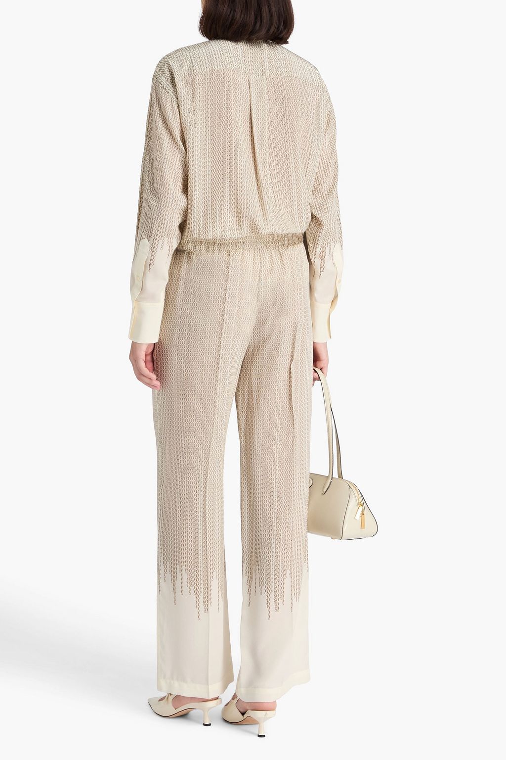 VICTORIA BECKHAM Printed silk crepe de chine wide-leg pants