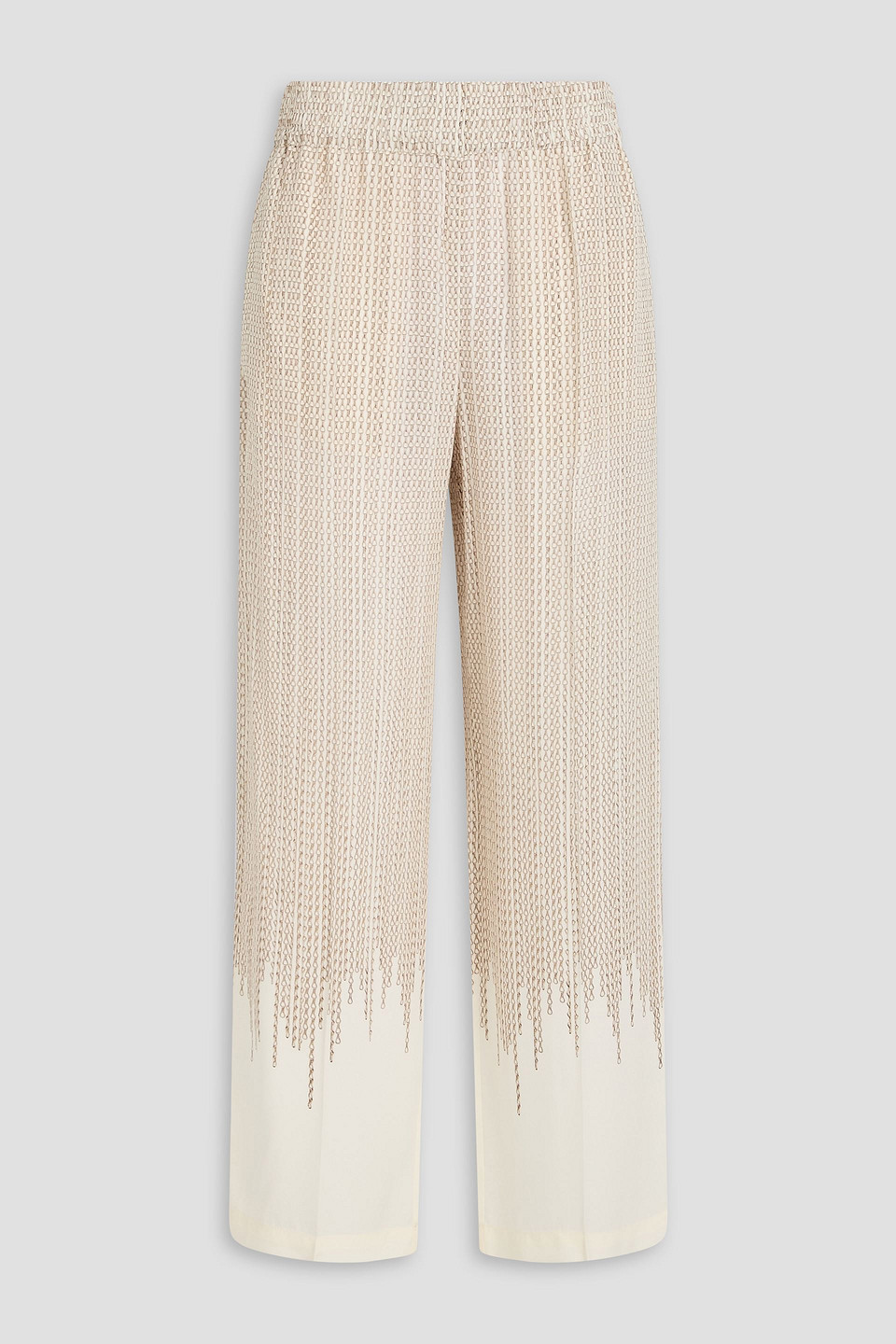 Victoria Beckham Printed Silk Crepe De Chine Wide-leg Pants In White