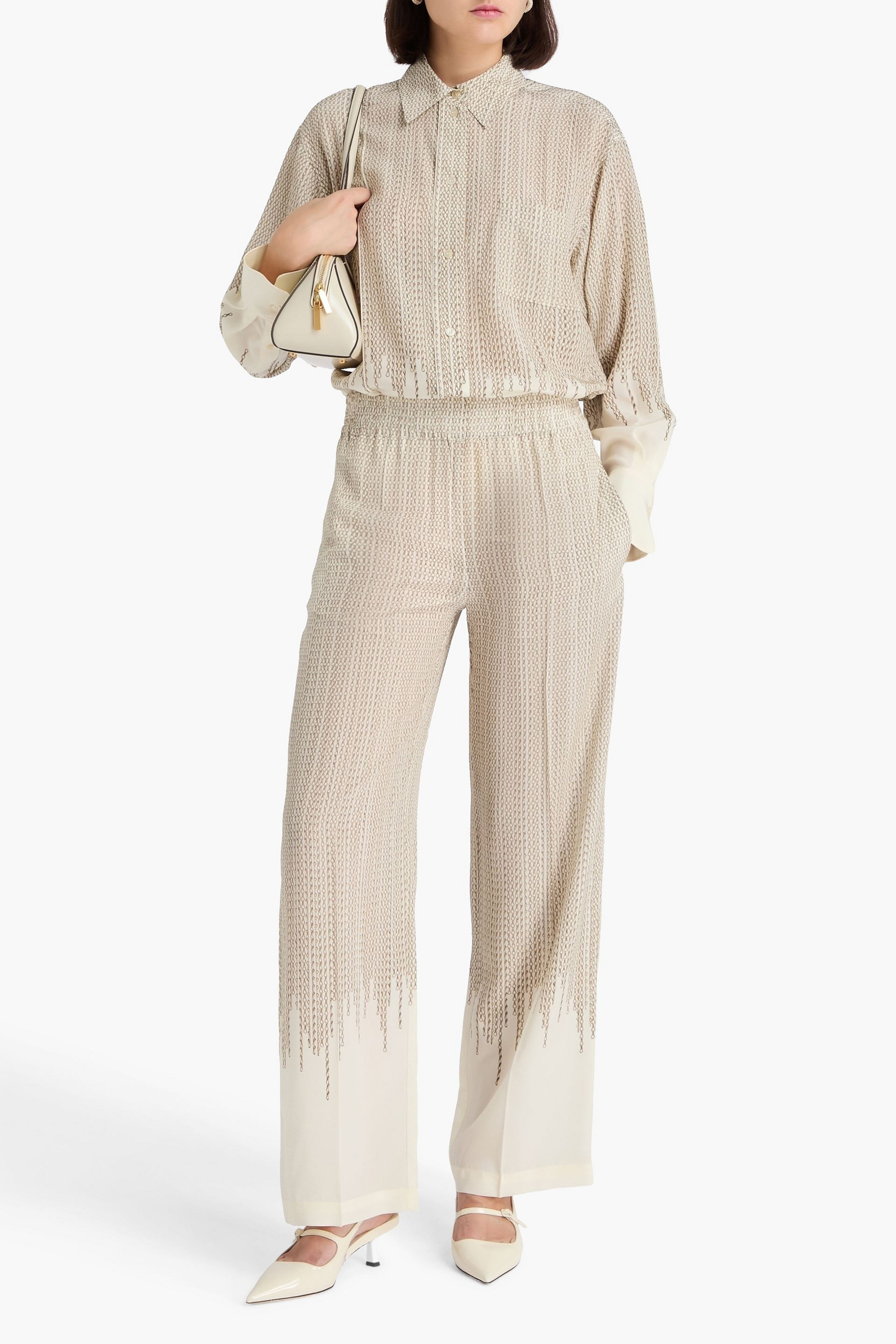 Victoria Beckham Printed silk crepe de chine wide-leg pants