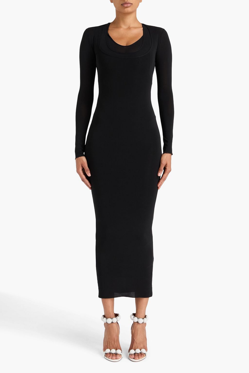ALAÏA Layered stretch-jersey maxi dress