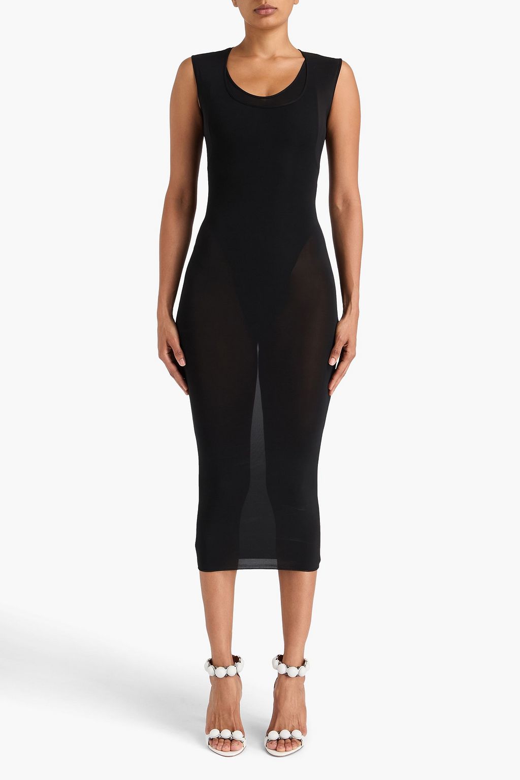ALAÏA Layered stretch-jersey maxi dress