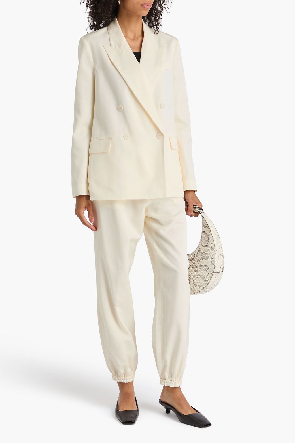 JOSEPH Jaden double-breasted silk and cotton-blend blazer