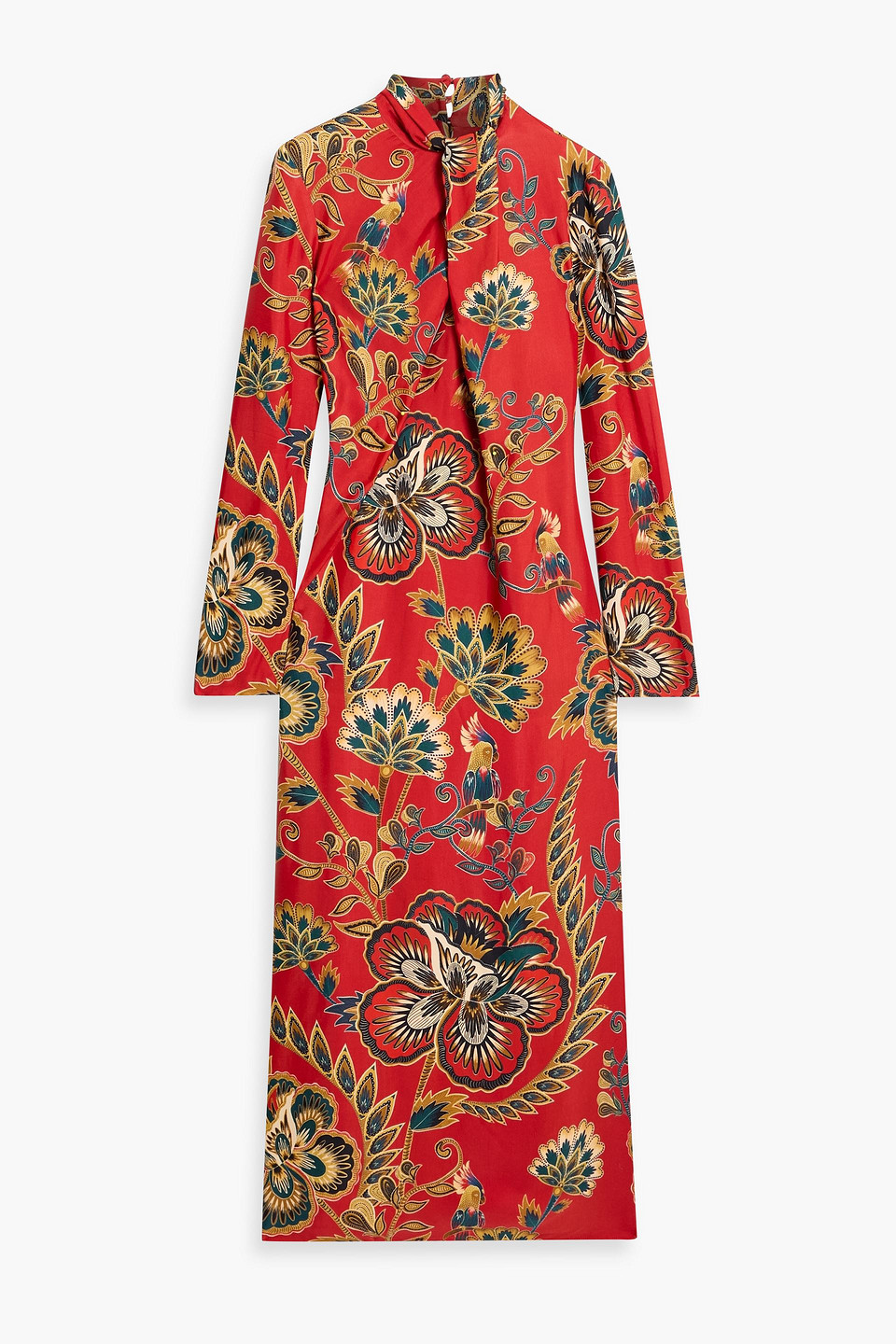 Farm Rio Cutout Floral-print Jersey Midi Dress In Multi